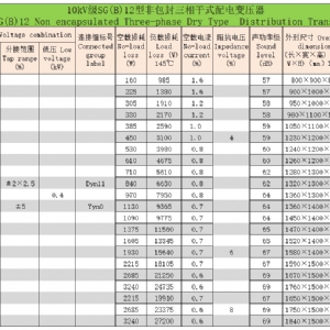 H級非包封三相干式配電變壓器